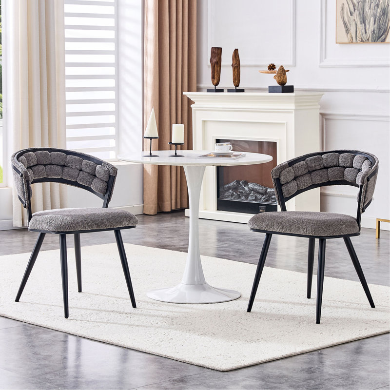 Ensemble de 2 chaises de salle à manger en velours avec pieds noirs, chaises d'appoint rembourrées modernes pour la salle à manger et la cuisine