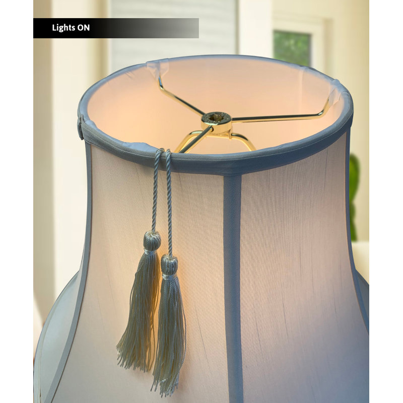 Eggshell Linen Bell Lamp Shade with Tassels, 12" Height