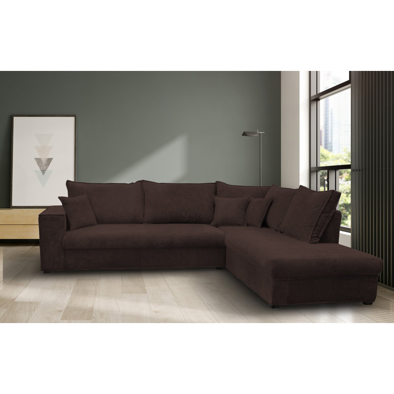 Alova 4 Seater Corner Sofa, Aligned to the right, Brown