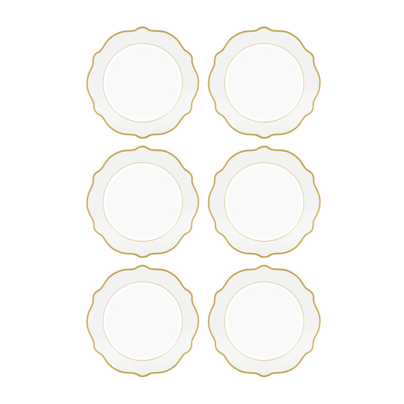 Jaswely Collection Porcelain Dinner Plates, Set Of 6 - White