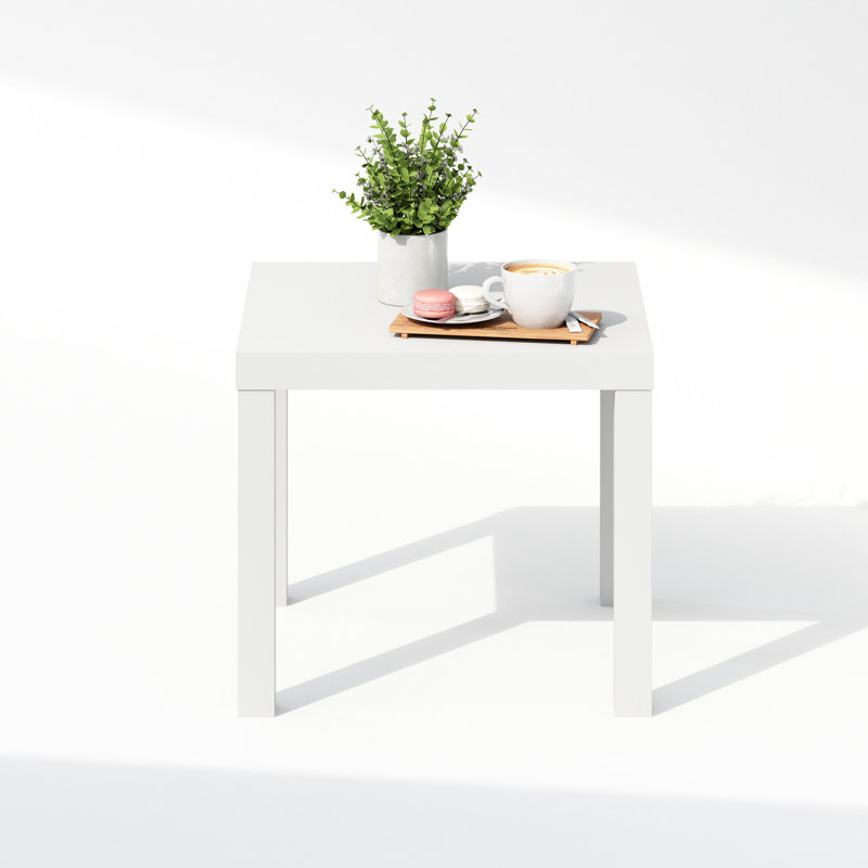 Ebern Designs Simple Square Coffee Table, Side Table, White
