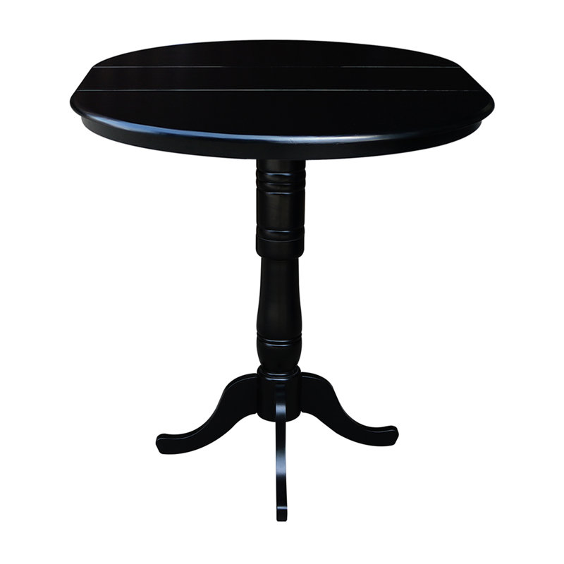 Dragana Extendable Round Solid Wood Dining Table, Black/Black