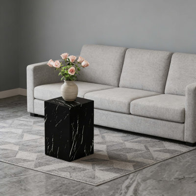 11.8*11.8*19.6 Inch Black Marble Texture MDF Coffee Table - Luxurious Design, Perfect Living Room Accent.Rectangular fashion texture design coffee table, suitable for various situations and scenes.