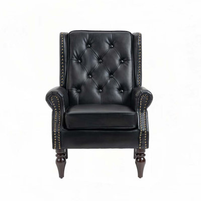 Wood Frame Armchair With Tufted Back