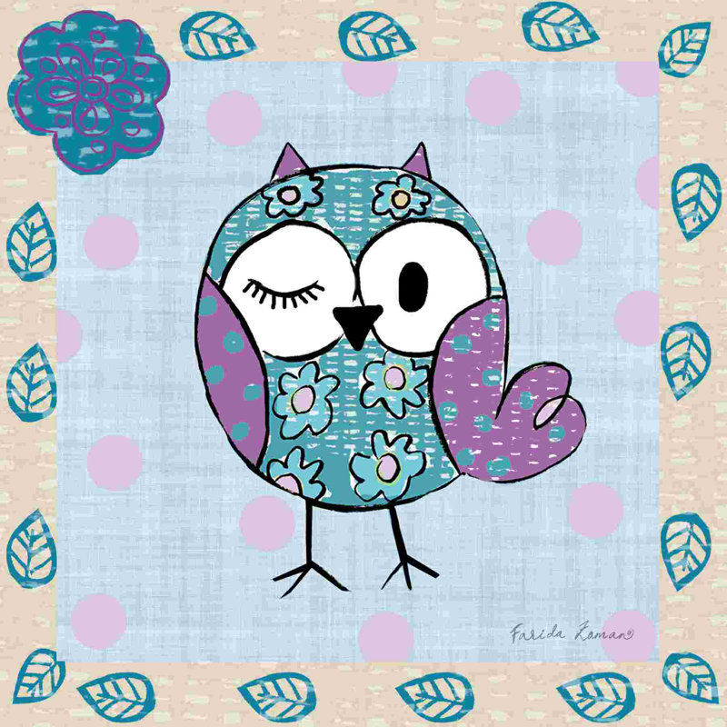 " Whimsy Owls III " by Farida Zaman Painting Print, 20" H x 20" W