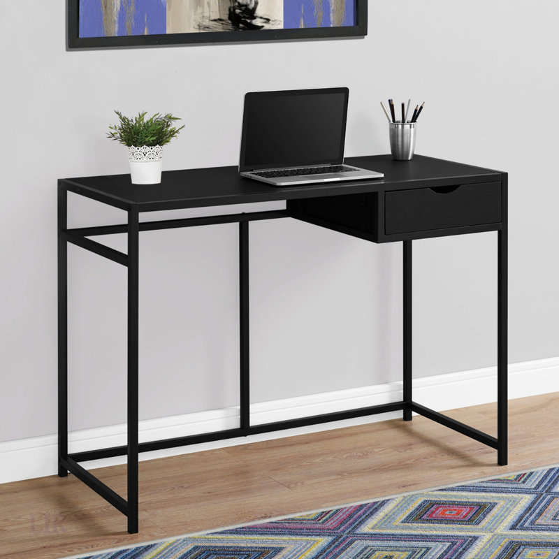 Bureau d'ordinateur compact et contemporain avec tiroir de rangement, idéal pour les petits bureaux à domicile et les espaces de travail modernes