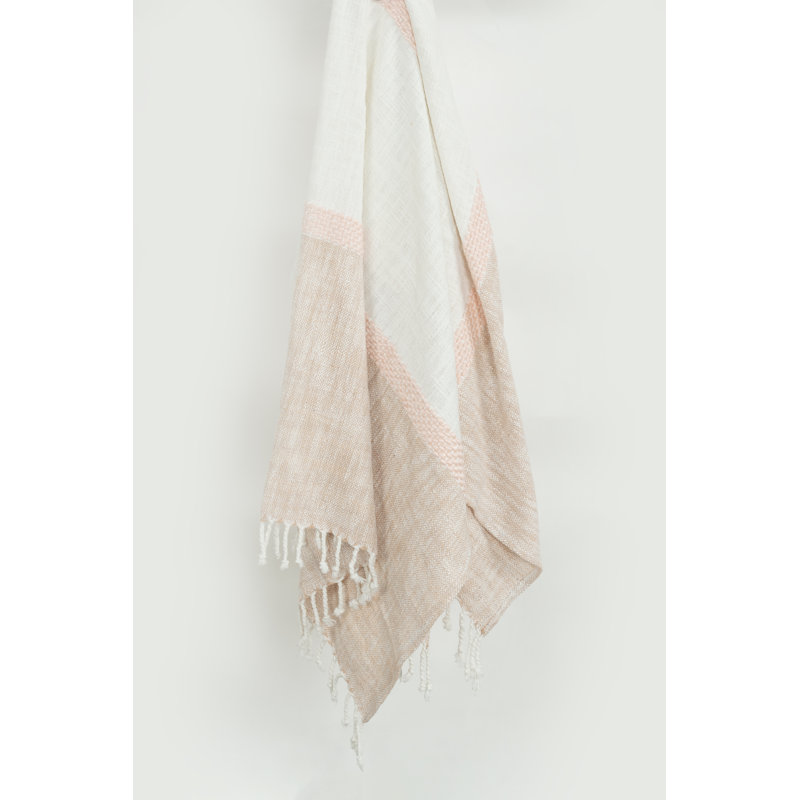 Hand Woven Throw Blanket, Pink/White