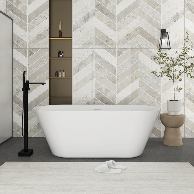 66" White Acrylic Freestanding Bathtub