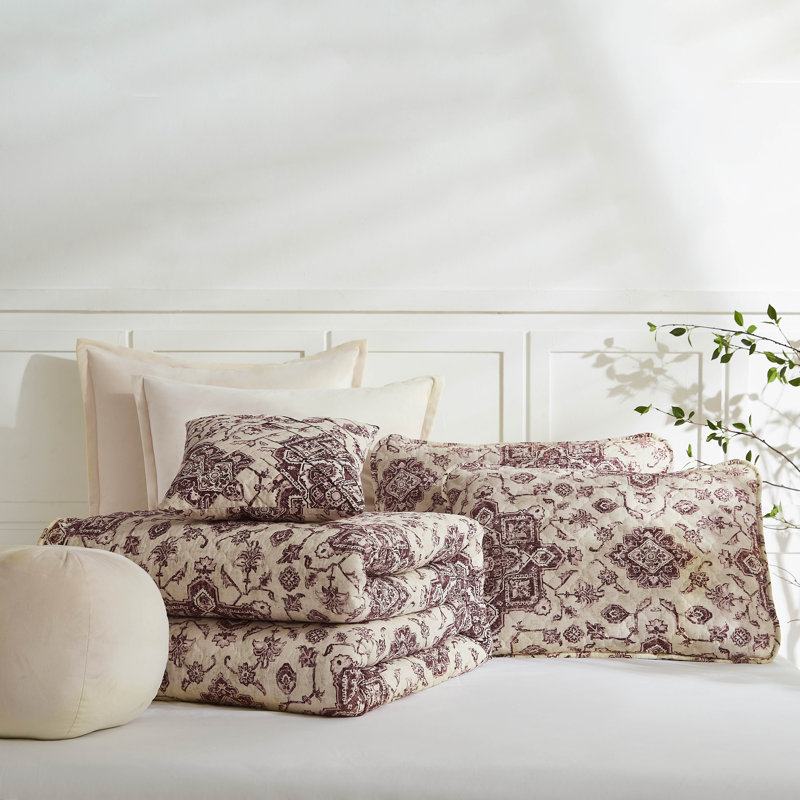 Ensemble de literie pour courtepointe 7 pièces Kilim par Southshore Fine Linens, Patchwork naturel