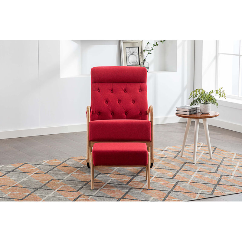 Chaise berçante Solid + PlyWood, Tissu de polyester rouge
