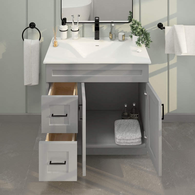 Light Gray Shaker 36'' Freestanding Bathroom Vanity with Drawers