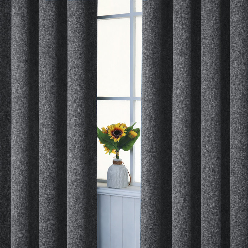Aspire Homeware Linen 100% Blackout Curtain Pair for Maximum Privacy and Light Control, 168cm Width x 183cm Drop, Charcoal