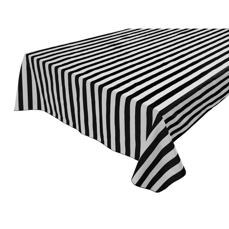 Nappe en coton à rayures Abdulsalam, Noir, Rectangle 108 po