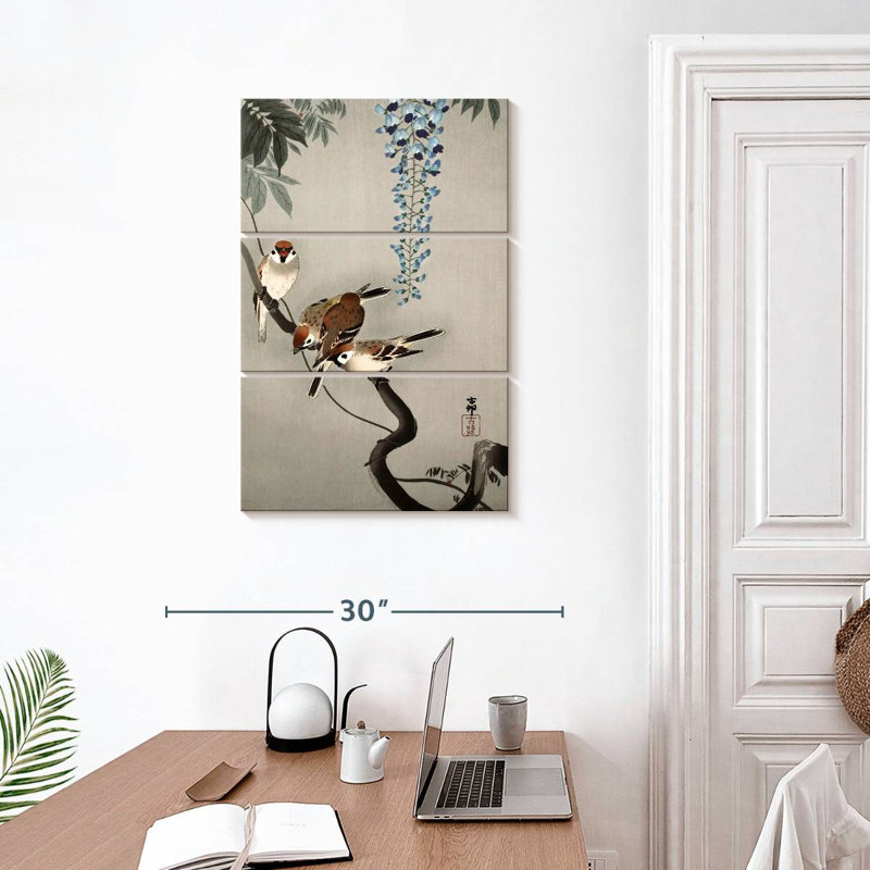 Brampt Ring Sparrows At Wisteria, 32" H x 20" W