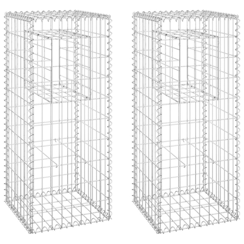 Silver Iron Basket Post, 2, 15.7" x 15.7" x 70.9"