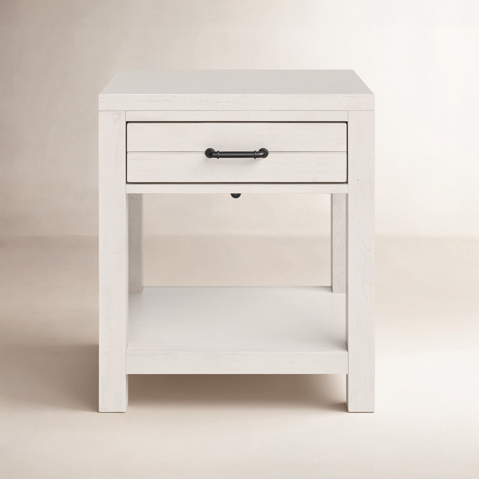 Tyson Solid Wood Nightstand, Stone Path White