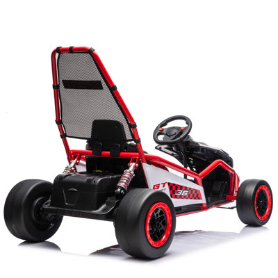24V 400W Electric kids Ride on Toy,Crazy Go Cart,Drift Car W/Protective Roll Cage,EVA Front Tires,Rear Suspension,5-7.5 MPH,5-Point Safety Harness,Fast-Paced&Drift Mode,Music,Bluetooth for kids 6-12