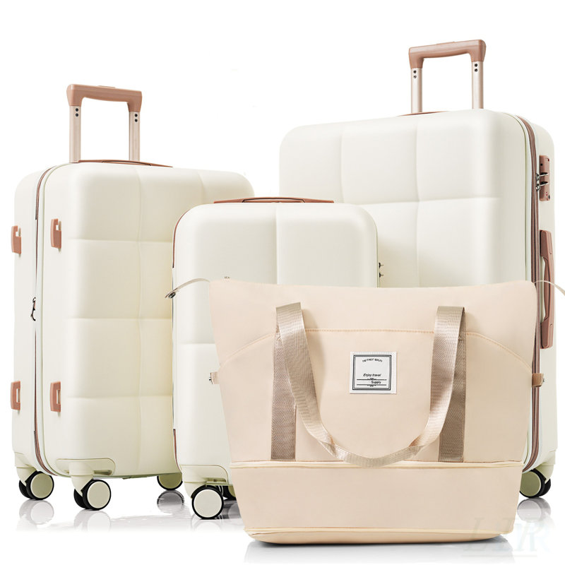 Ensemble de bagage durable en ABS 4 pièces avec sac de voyage, porte-gobelet et roulettes pour une mobilité et une organisation sans effort