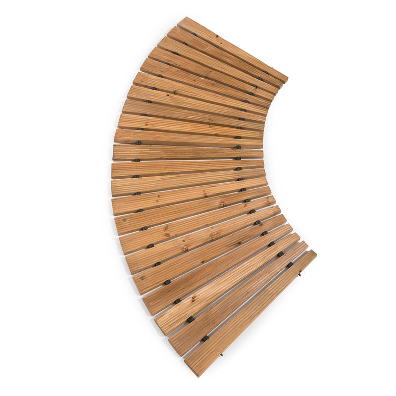 4'L Roll-Out Curved Hardwood Pathway, Brown, 0.6" H x 48" W x 17.75" D
