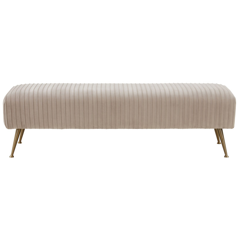Banc de hall d'entrée en tissu, Laiton antique, Velours amande