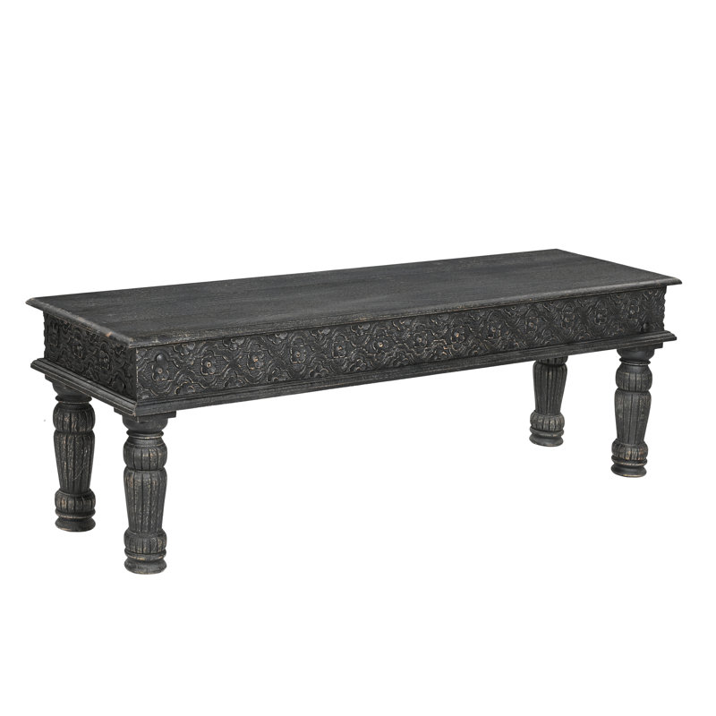 Aarohi Solid Wood Bench, Black, 58" W