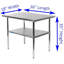 Table de travail en acier inoxydable avec tablette inférieure. Table de préparation en métal. Certifié NSF-49453605