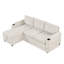Canapé modulaire de 83,5 po avec canapé en L et canapé-lit modulaire avec grand espace de rangement, deux porte-gobelets et deux ports USB pour le salon, beige-1587446276