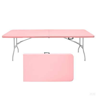 Table pliante de 8 pi, table en plastique portative pour le camping, pique-niques, fêtes, table pliable à charge élevée
