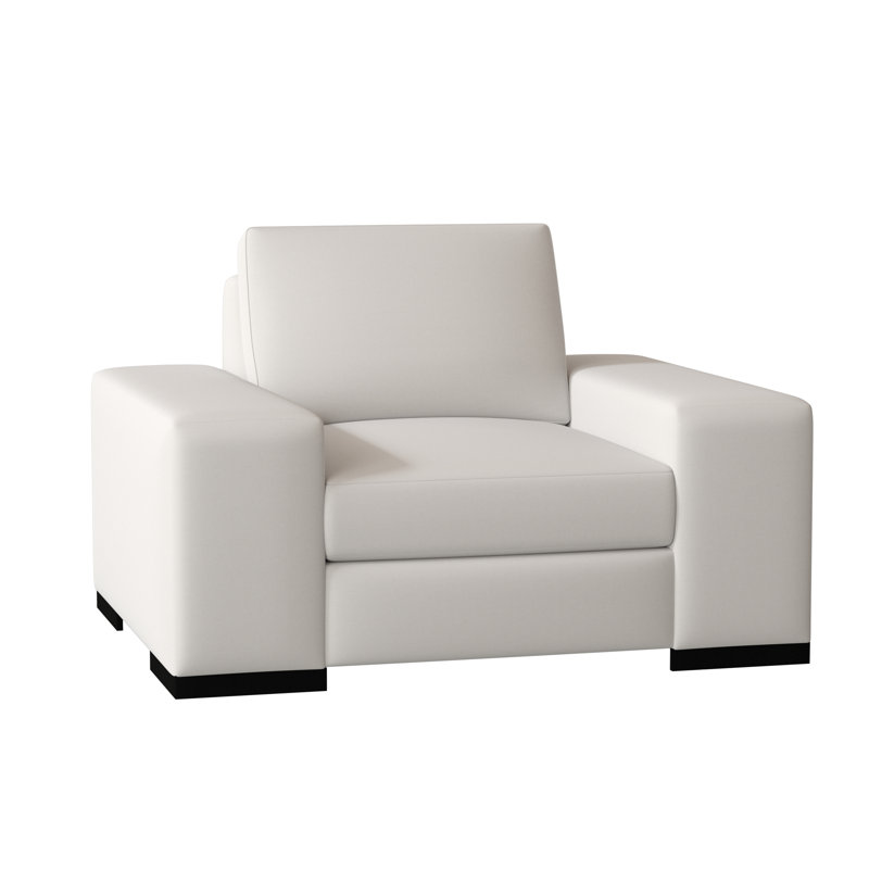 Fauteuil club Harrison, Blanc Cape, Noir, Plumes / duvet