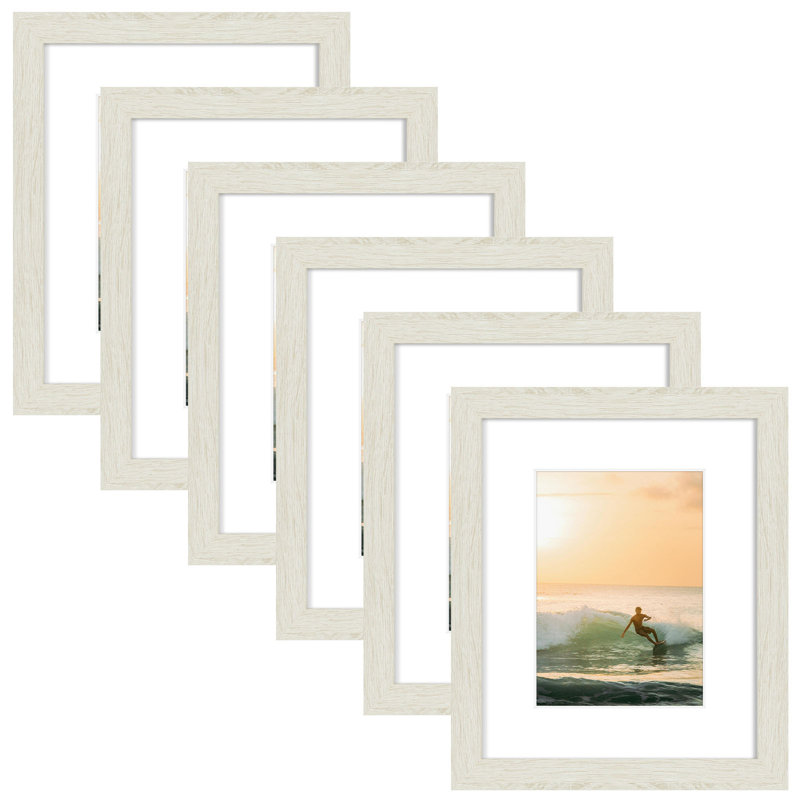 Gallery Frames, With Mat & Plexiglass, Wall/Tabletop Display, Gray, 8" W x 10" H