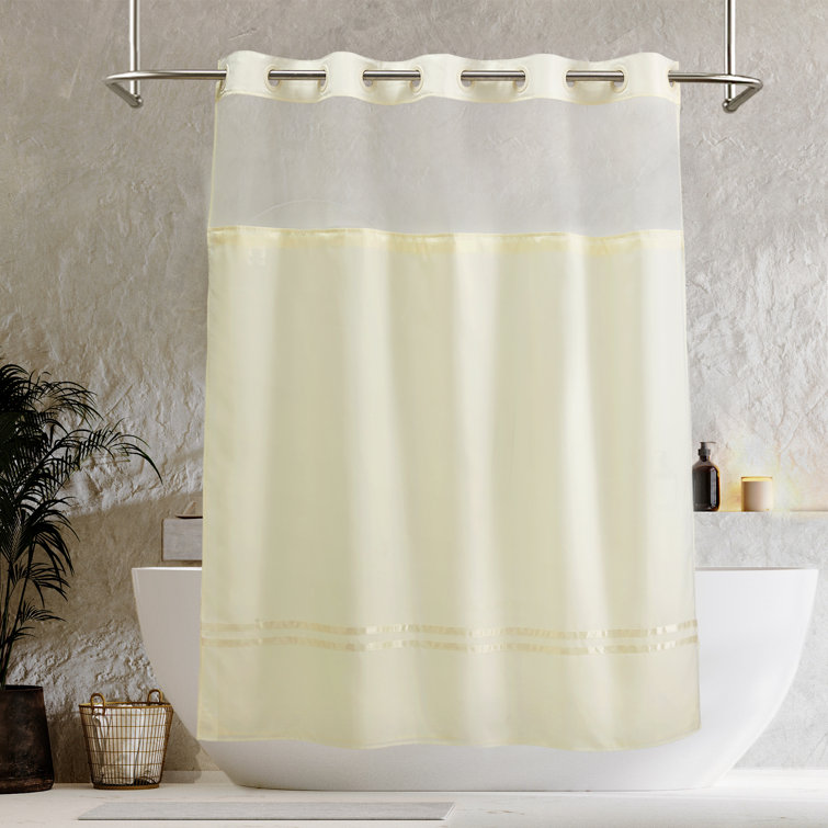 Lurean Polyester Stripe Shower Curtain with Snap-In Liner Ebern Designs Size: 74 H x 71 W, Color: Beige