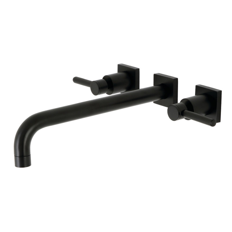 Kingston Brass Concord Two-Handle 3-Hole Wall Mount Roman Tub Faucet, Matte Black