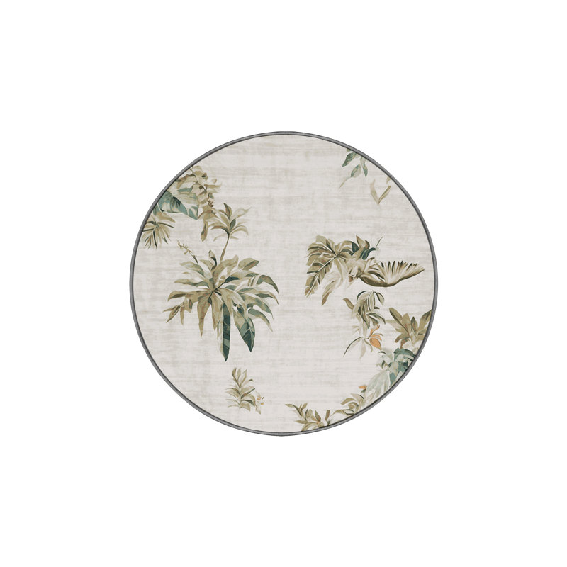 Tapis gris soyeux et moelleux, Rond 8 pi