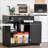Cabinets with Solid Wood Countertop, Modern Storage with 2 Drawers, Adjustable Shelf &amp; Doors | Black | Dining Room