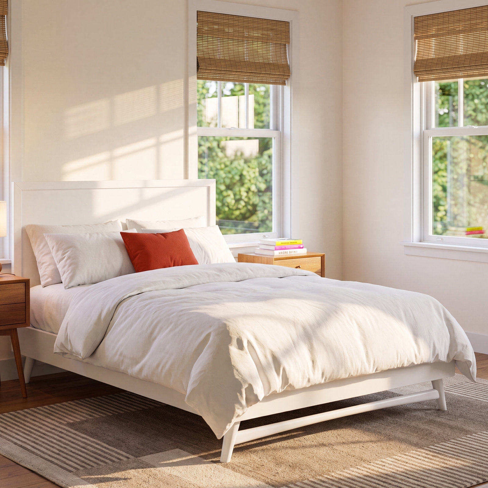 Palma Platform Bed, White, Full