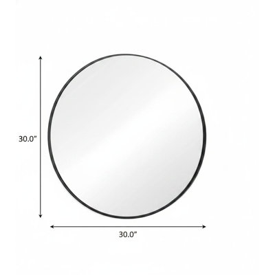 30" Black Metal Round Framed Bathroom Vanity Mirror