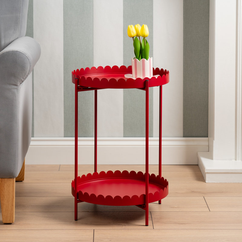 50cm Round Scallop Table, Red