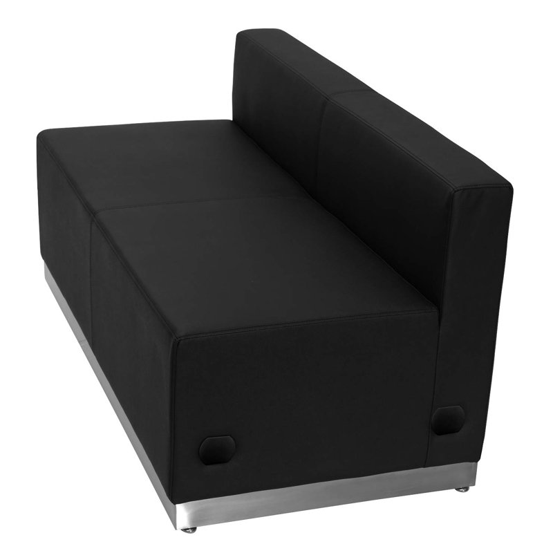 Causeuse LeatherSoft Hercules Alon avec base en acier inoxydable - mobilier de réception, Noir
