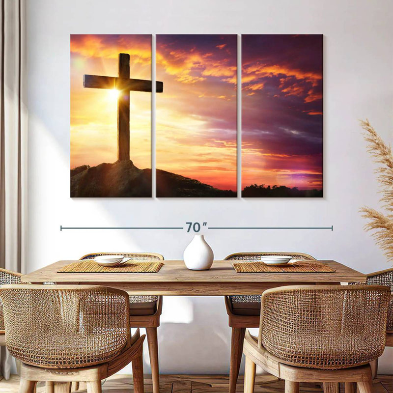 Adella Sunset With Cross, 42" H x 65" W