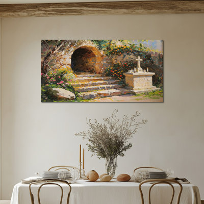  Easter Canvas Wall Art - Empty Tomb Pictures Wall Decor, Christian Religious Artwork, Easter Prints for Home Décor, Gallery Wrapped Painting Framed on Pine, 12×24 inches