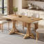 Table de salle à manger en bois massif, table de salle à manger de style campagnard rustique de 60 po avec base à tréteaux et pieds courbés-1624992085