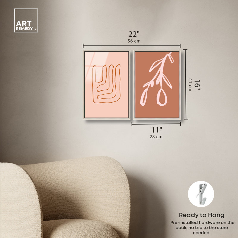 «Abstract Wall Art», ensemble de décorations murales en acrylique encadrées par Art Remedy, cadre argenté, 10 x 15