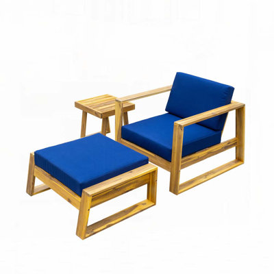 Méridienne d'extérieur en bois d'acacia avec repose-pieds