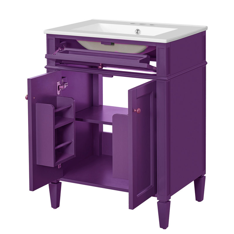 Meuble-lavabo 24 po avec lavabo en céramique, Mauve