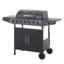 Barbecue 6 brûleurs avec 59 000 grilles émaillées et zone de réchaud pour les brûleurs de barbecue au gaz propane, tables d'appoint pour le patio