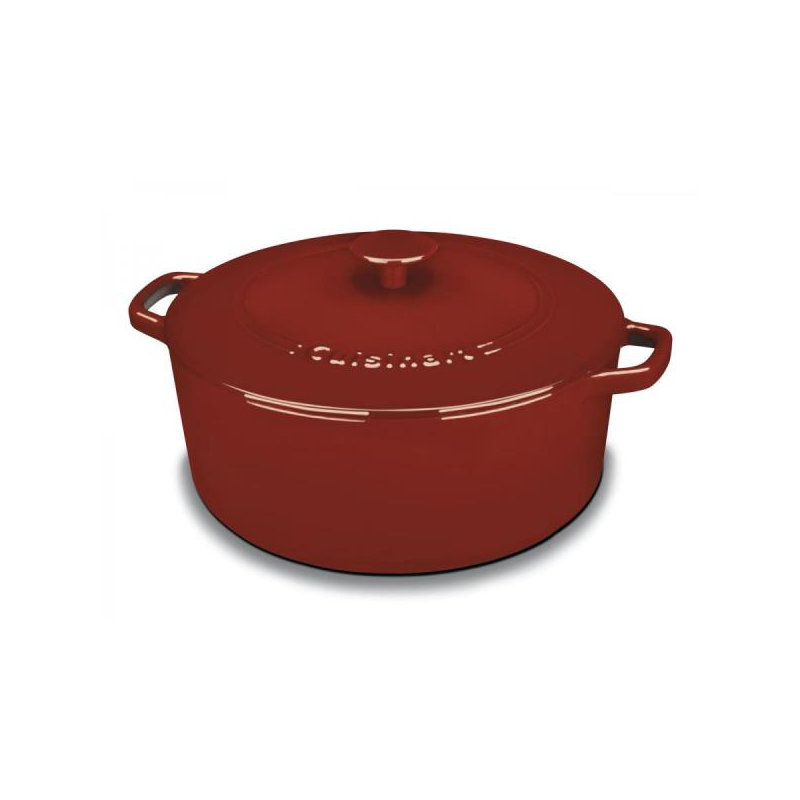 Cuisinart Chef’s Classic Enamel on Steel Round Dutch Oven with Lid, Cardinal Red, 7 Qt.