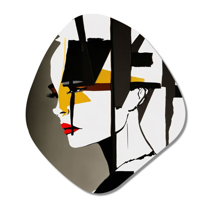 Street art profil en jaune et noir - art mural asymétrique en forme de nébuleuse moderne