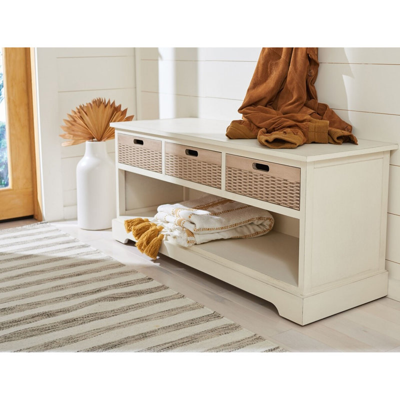 Hauge Storage Bench, Distressed White