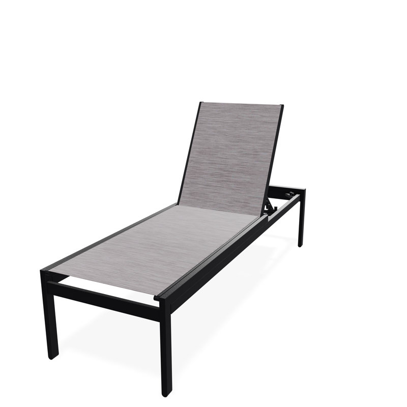 Kendall Sling Lay-flat Stacking High Bed Armless Chaise, Fossil, Black