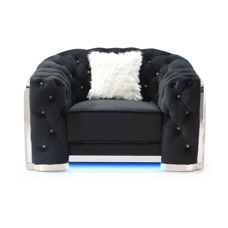 Lexi Velvet Chair And A Half, Black Velvet